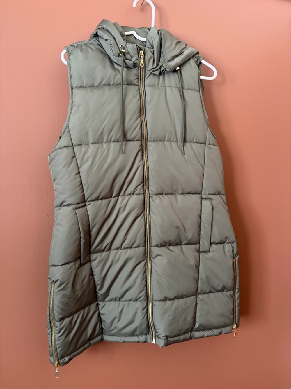Maurices Olive Green Puffer Vest M Hooded